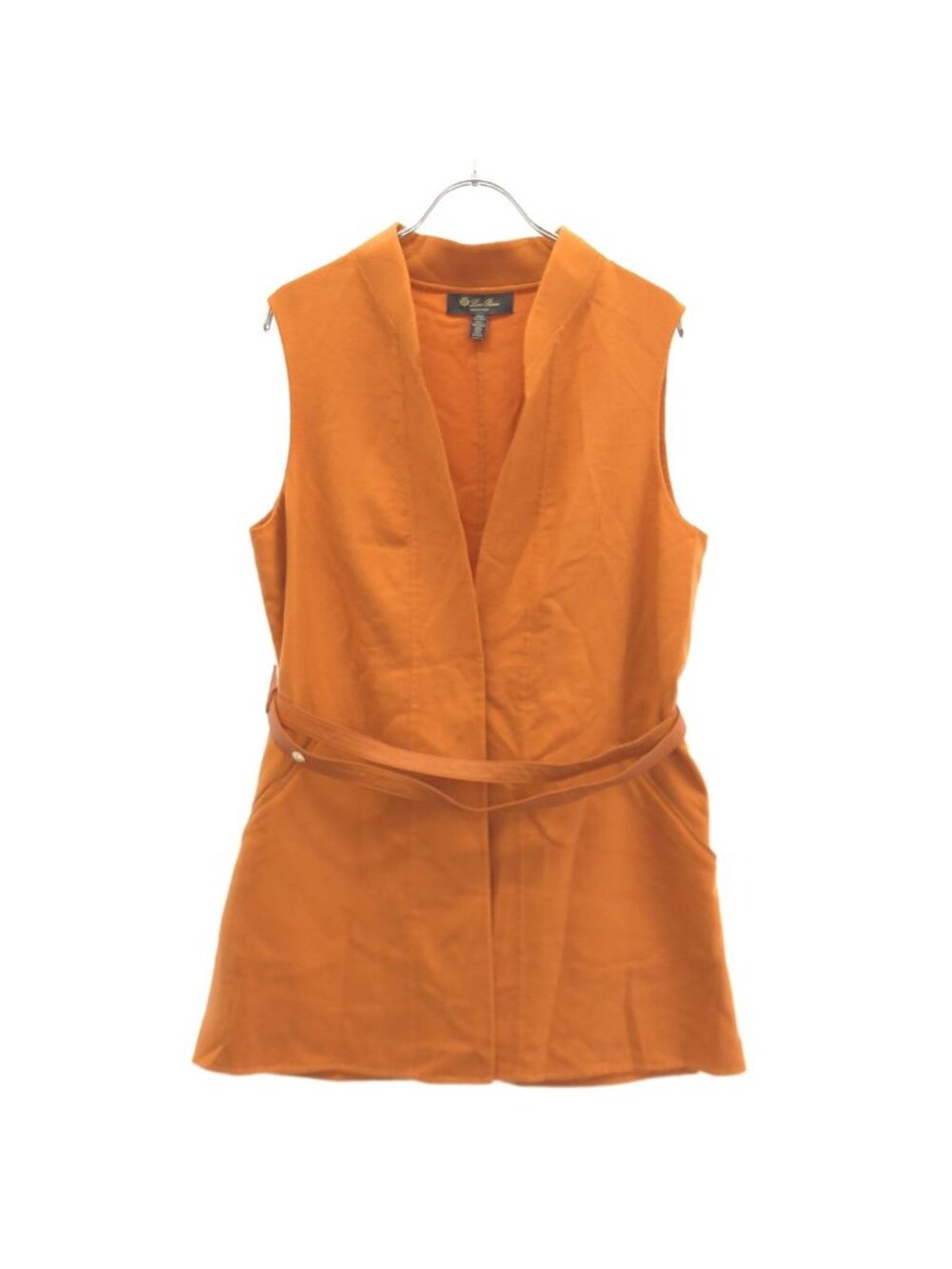 Loro Piana Leather Belted Cashmere Vest Orange